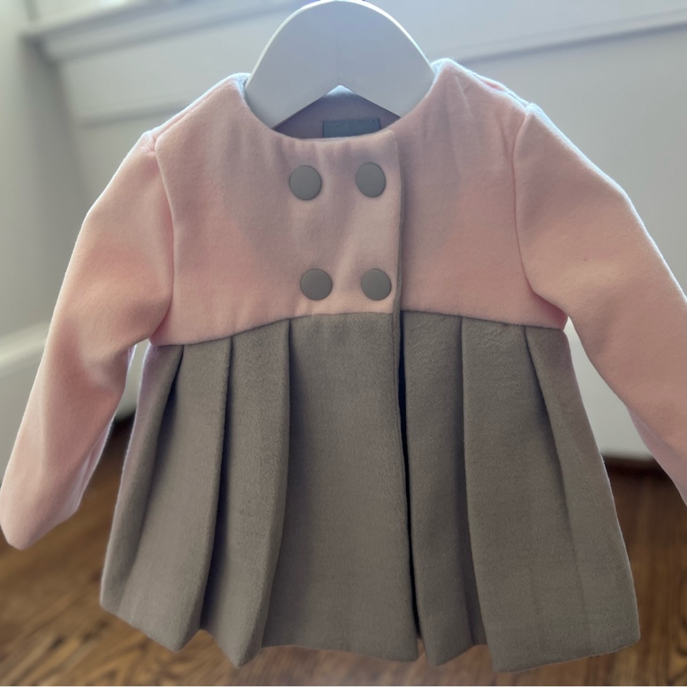 Tahari Kids Pea Coat in Soft Pink and Gray